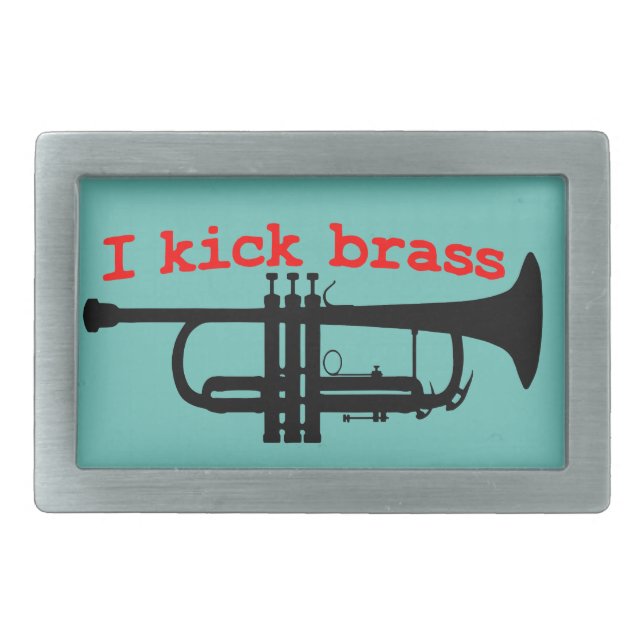 I Kick Brass Rectangular Belt Buckle (Front)