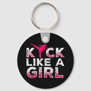 I Kick Like A Girl Karate Kickboxing Keychain