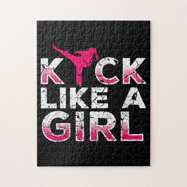 I Kick Like A Girl Kickboxing Jigsaw Puzzle (Vertical)