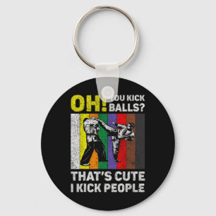 I Kick People Vintage Taekwondo Karate Keychain