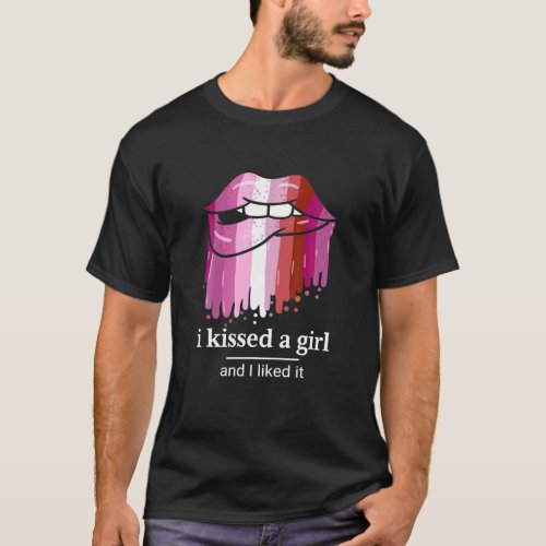 I Kissed A Girl And I Liked It Bi Pride Lips T_Shirt