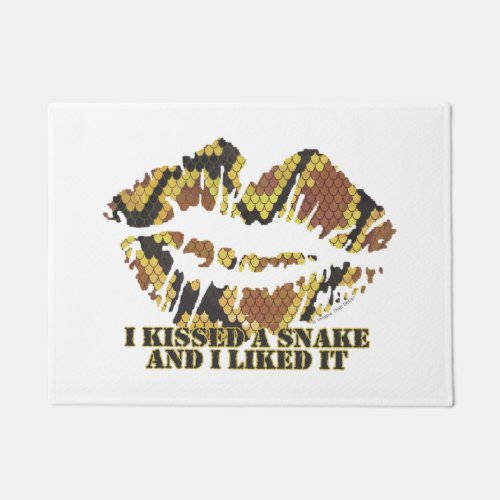I Kissed a Snake Brown and Gold Print Doormat