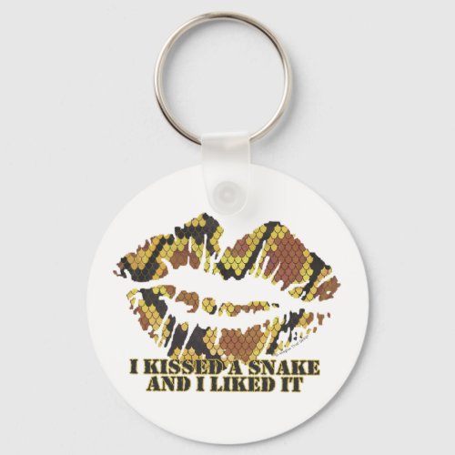 I Kissed a Snake Brown and Gold Print Keychain