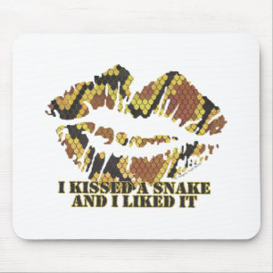 I Kissed a Snake Brown and Gold Print Mouse Pad