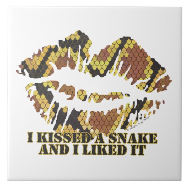 I Kissed a Snake Brown and Gold Print Tile (Front)
