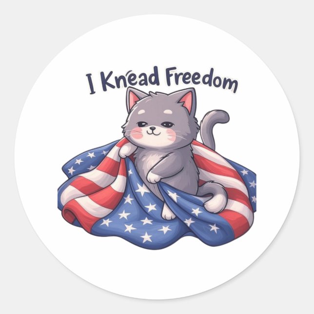 I Knead Freedom – Funny Patriotic Cat Sticker (Front)