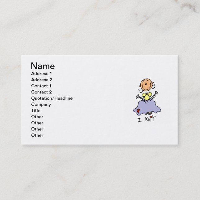 I Knit Business Card (Front)