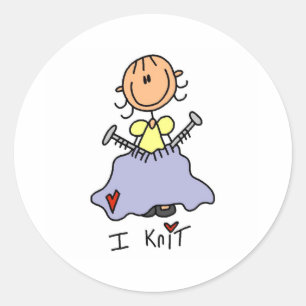 I Knit Classic Round Sticker
