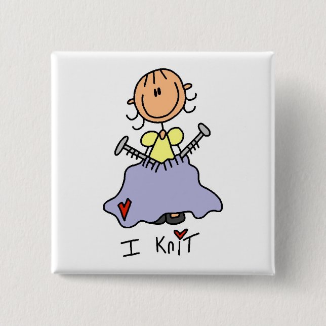 I Knit Pinback Button (Front)
