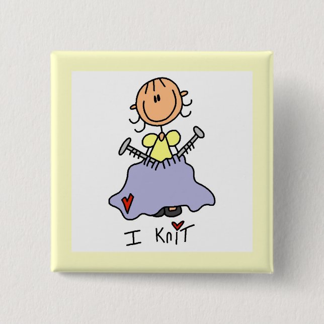 I Knit Pinback Button (Front)