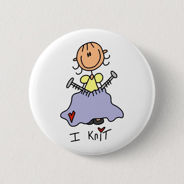 I Knit Pinback Button (Front)