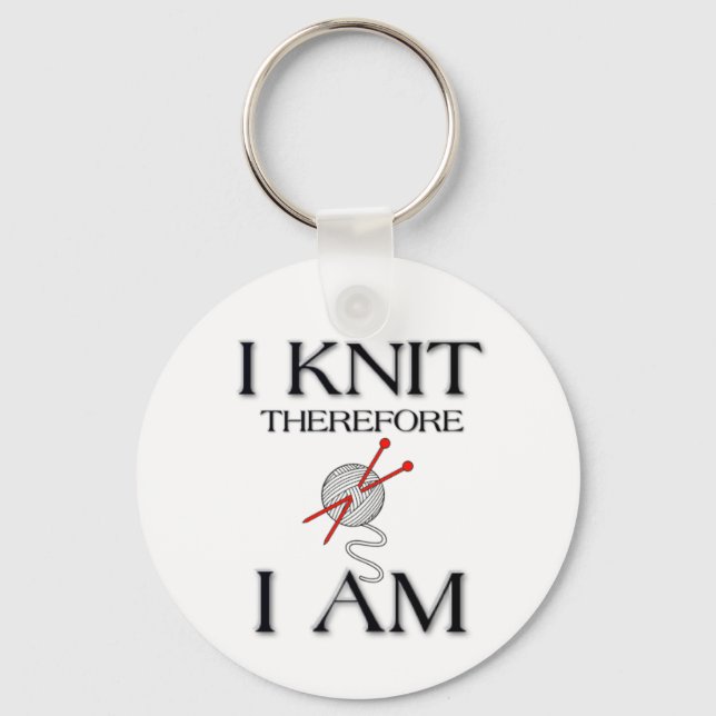 I knit therefore I am Keychain (Front)