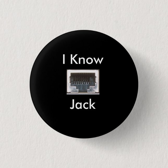 I Know Ethernet Network Jack Pinback Button (Front)