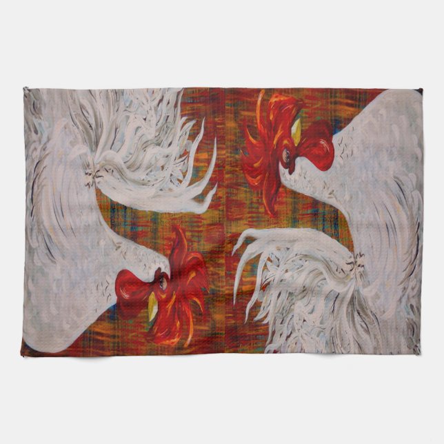 I Know I am Lovely White Rooster Towel (Horizontal)