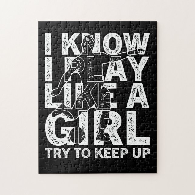 I know I Play Like A Girl Soccer Jigsaw Puzzle (Vertical)