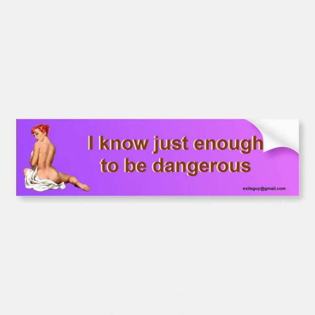I know just enough... bumper sticker (Front)