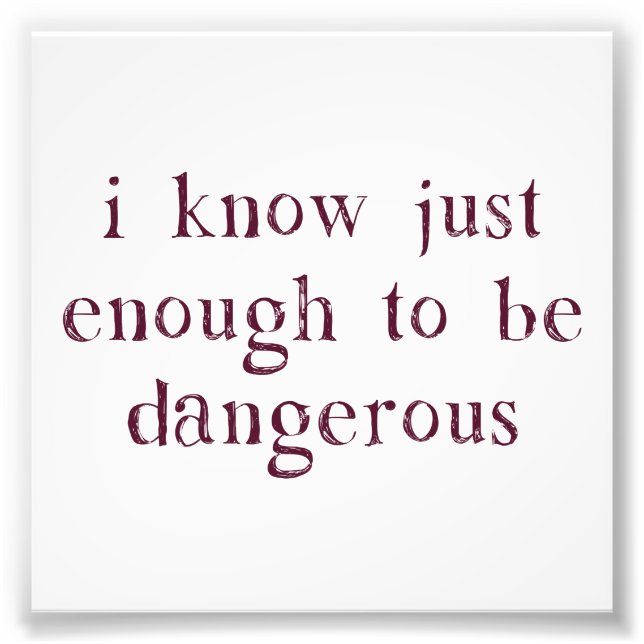 I Know Just Enough To Be Dangerous Photo Print (Front)