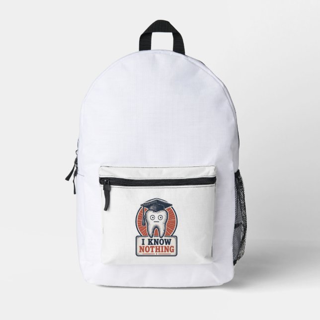 I Know Nothing Funny Tooth Meme Printed Backpack (Front)
