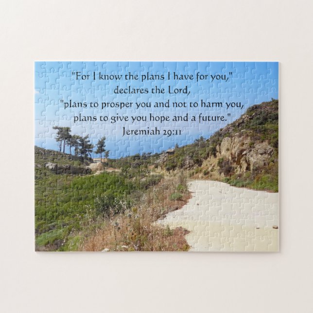"I Know The Plans" Jeremiah 29:11 Road Bible Verse Jigsaw Puzzle (Horizontal)