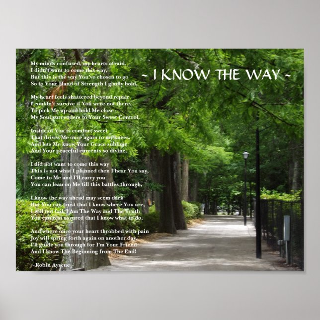 I KNOW THE WAY POEM POSTER (Front)