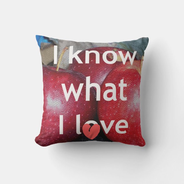 "I Know What I Love" – Apple-Themed Design Outdoor Pillow (Front)