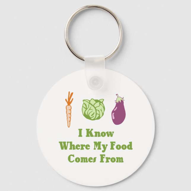 I Know Where My Food Comes From Keychain (Front)