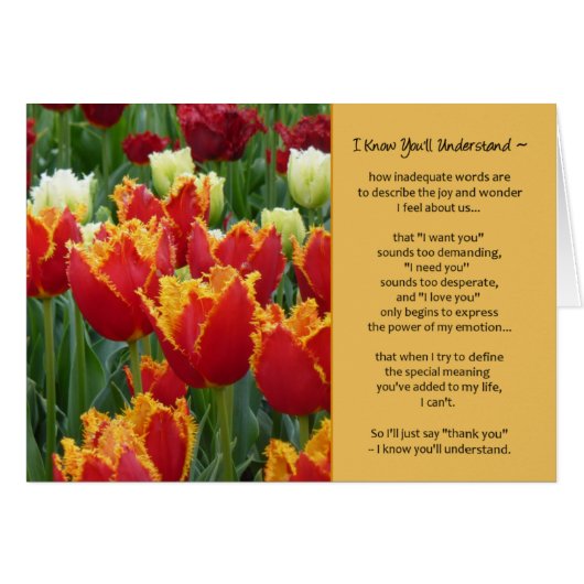 I Know You'll Understand...Romance Cards (Front Horizontal)