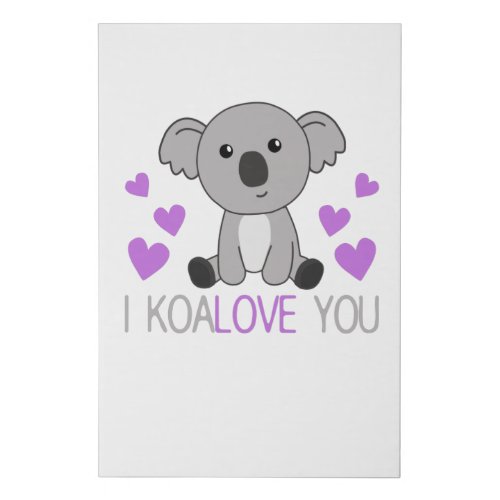 I Koalove You Cute Koala With Hearts Cute Animals Faux Canvas Print