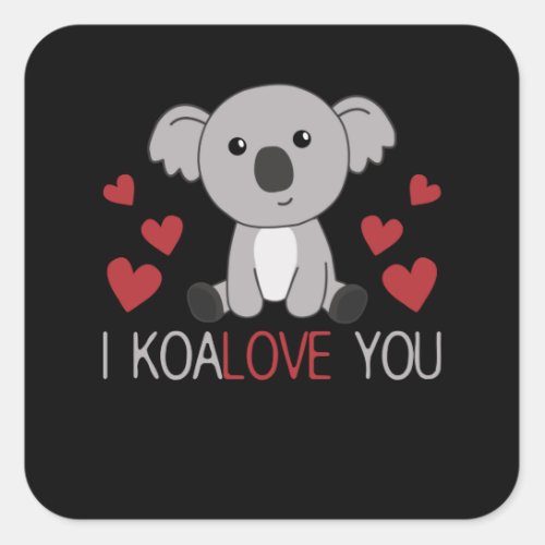 I Koalove You Cute Koala With Hearts Cute Animals Square Sticker