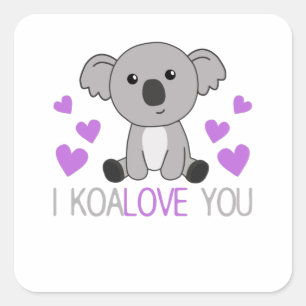 I Koalove You Cute Koala With Hearts Cute Animals Square Sticker