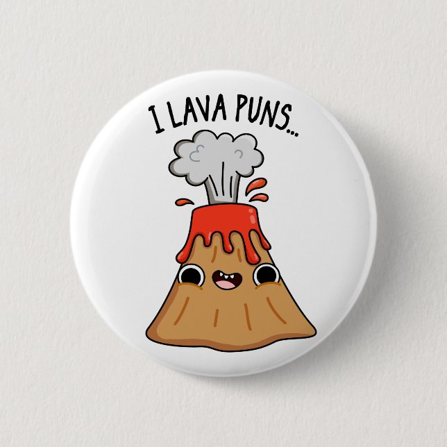I Lava Puns Funny Geology Volcano Pun  Button (Front)