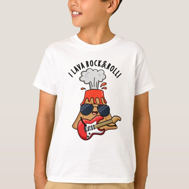 I Lava Rock And Roll Funny Volcano Pun  T-Shirt (Front)