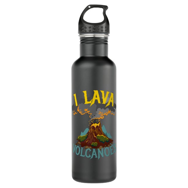 I Lava Volcanoes Volcano Geologist Stainless Steel Water Bottle (Front)