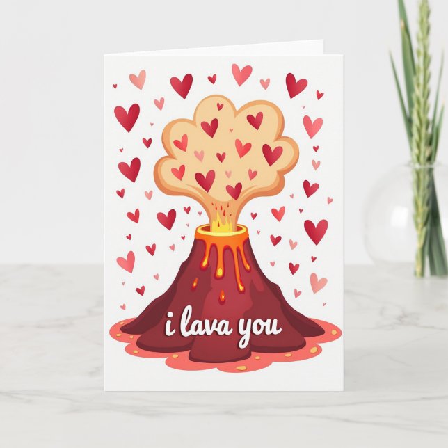 I Lava You Funny Love Volcano Card (Front)