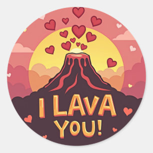 "I Lava You!" Hot and Heartfelt Valentine Classic Round Sticker