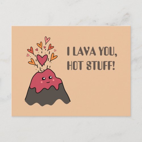 I LAVA YOU HOT STUFF Cute Pun Volcano Postcard