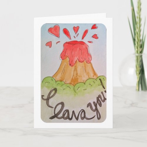 I lava you I love you watercolor valentine Holiday Card