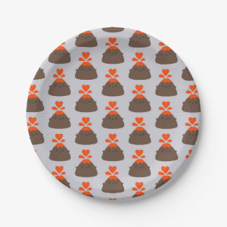 I Lava You Kawaii Volcano Paper Plates