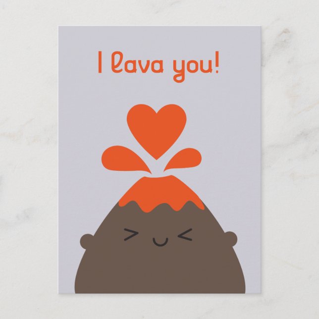 I Lava You Kawaii Volcano Postcard (Front)