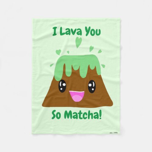 I Lava You So Matcha Kawaii Green Tea Fleece Blanket