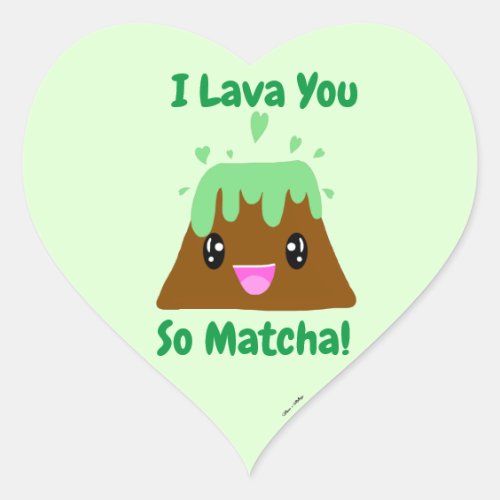 I Lava You So Matcha Kawaii Heart Sticker