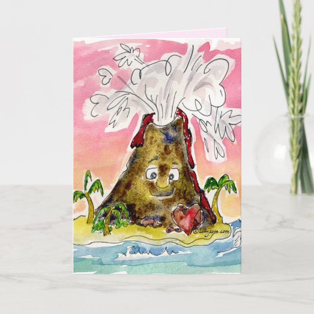 I Lava You- U R So Hot Volcano Valentine Card (Front)