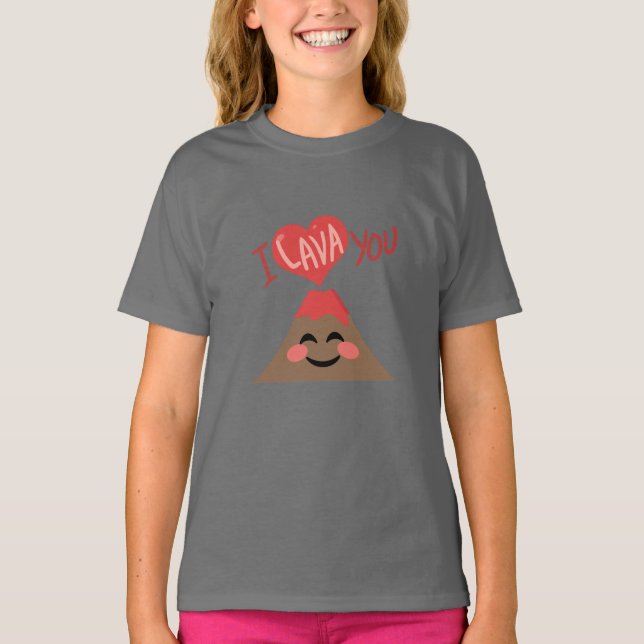 I Lava You Volcano Heart Sweet Pun Shirt (Front)