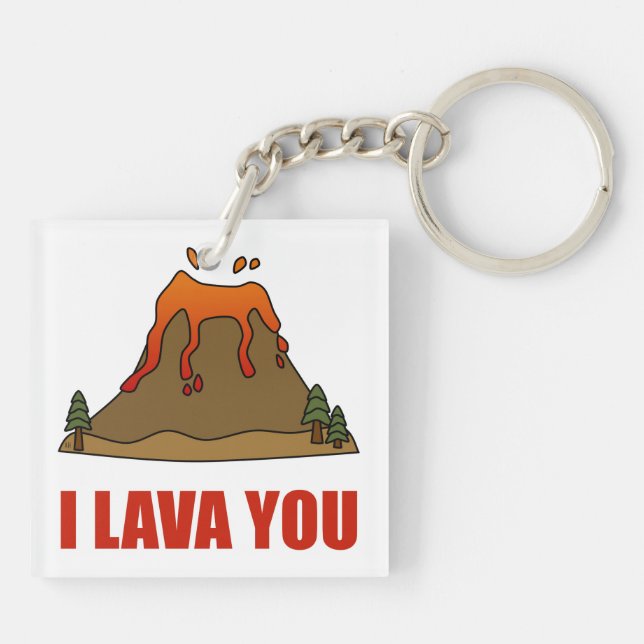 I Lava You Volcano Keychain (Back)