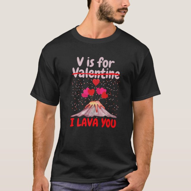I Lava You Volcano Valentine's Day Anniversary Wif T-Shirt (Front)