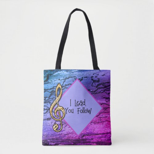 I Lead You Follow Bright Abstract Music Teacher Tote Bag