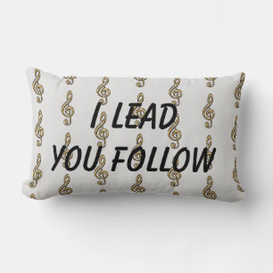 I Lead You Follow Gold Clef Pattern Conductor Lumbar Pillow