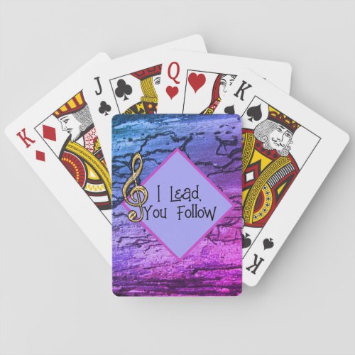 I lead You Follow Neon Abstract Music Teacher Playing Cards