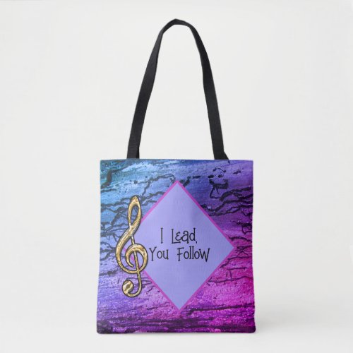 I lead You Follow Neon Abstract Music Teacher Tote Bag