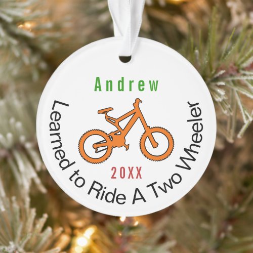 I Learned to Ride My Two Wheeler Orange Bicycle Ornament